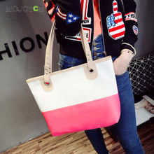Casual Women Leather Handbags Color Blocking Women Shoulder Bag Patchwork Big Tote Cluth Women Bag Bucket Handbag ELY