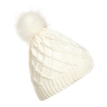 Warm Lady Skullies Beanies Knit Hat Cap With Faux Fur Ball Women Wool Knitted Fur Hats ELY