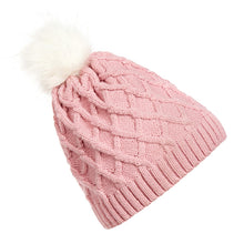 Warm Lady Skullies Beanies Knit Hat Cap With Faux Fur Ball Women Wool Knitted Fur Hats ELY