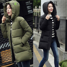 Women Warm Jacket Down Cotton Coat Faux Hooded Slim Parka Outerwear 1STL ELY