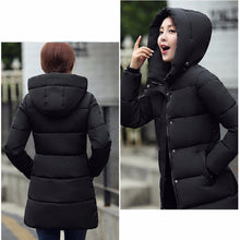 Women Warm Jacket Down Cotton Coat Faux Hooded Slim Parka Outerwear 1STL ELY
