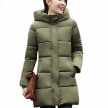 Women Warm Jacket Down Cotton Coat Faux Hooded Slim Parka Outerwear 1STL ELY
