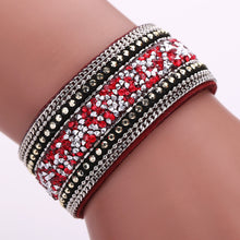 Woman Bangle Bracelet Magnetic Clasp Leather Crystal Magnetic Clasp Leather Crystal Bracelet Jewelry 1STL ELY