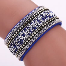 Woman Bangle Bracelet Magnetic Clasp Leather Crystal Magnetic Clasp Leather Crystal Bracelet Jewelry 1STL ELY