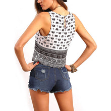 Woman Printed Casual Camisole Top Sleeveless Top Elephant Print Crop Tank Top O-neck Shirts Femme Cropped Feminino ELY