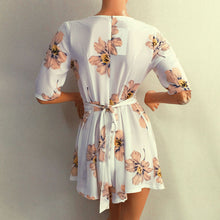 Women Casual Sexy Shirt Dress Vintage Print Short Sleeve Beach Dress V Neck Mini Dress Ladies Vestidos 1STL ELY