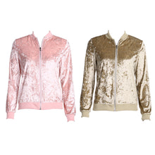 Women Velvet Basic Thermal Solid Coat Top Zipper Stand Casual Jackets Ladies Coats Chaquetas Mujer ELY