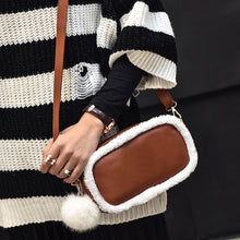 Women Bag Christmas PU LeatherArtificial Wool Mini Shoulder Crossbody Bag Wool Warm Clutch Fur Handbags Women Leather Handbag ELY