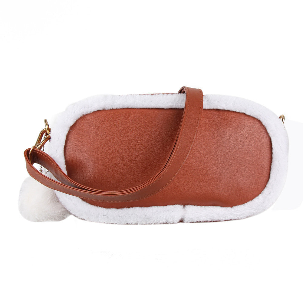 Women Bag Christmas PU LeatherArtificial Wool Mini Shoulder Crossbody Bag Wool Warm Clutch Fur Handbags Women Leather Handbag ELY