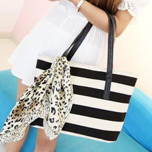 Women Bags Canvas Striped Shoulder Bags Handbag Casual Crossbody Handbag ELY