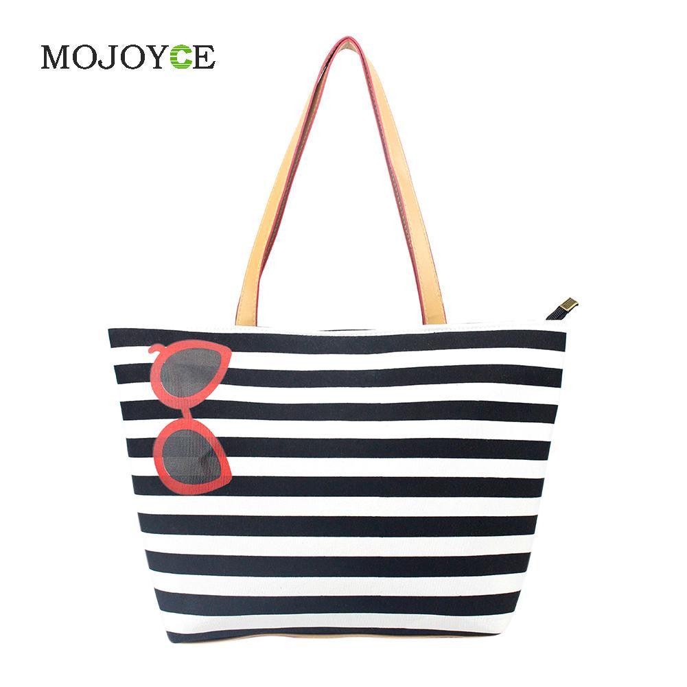 Women Beach Canvas Bag Color Stripes Handbags Ladies Large Shoulder Bag Totes Casual Bolsa Shopping Bags ELY