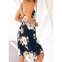 Women Boho Maxi Party Dress Backless Floral Print Sleeveless Vest Beach Dress Sundress Mini V Neck Chiffon Dress 1STL ELY