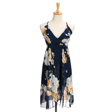 Women Boho Maxi Party Dress Backless Floral Print Sleeveless Vest Beach Dress Sundress Mini V Neck Chiffon Dress 1STL ELY