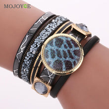Women Bracelets Trendy Casual Leather Cuff Wide Rope Bangles Jewelry ELY