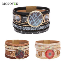 Women Bracelets Trendy Casual Leather Cuff Wide Rope Bangles Jewelry ELY