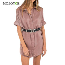Women Brief Loose Vestidos Short Sleeve Dress Office Side Split Satin Dress Shirt Vestido de festa Women Dress 1STL ELY