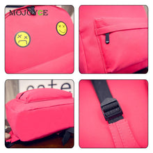 Women Canvas Backpacks Smiley Emoji Face Printing School Bag for Teenagers Girls Shoulder Bag Mochila Feminina ELY