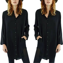 Women Casual Solid Color Long Sleeve Long Shirt Outerwear Shirts ELY