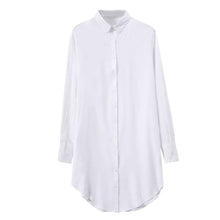 Women Casual Solid Color Long Sleeve Long Shirt Outerwear Shirts ELY