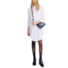 Women Casual Solid Color Long Sleeve Long Shirt Outerwear Shirts ELY