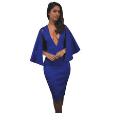 Women Cloak Sleeveless Deep V-Neck Bodycon Dinner Party Formal Dress Dress Fall Sexy Dress 1STL ELY