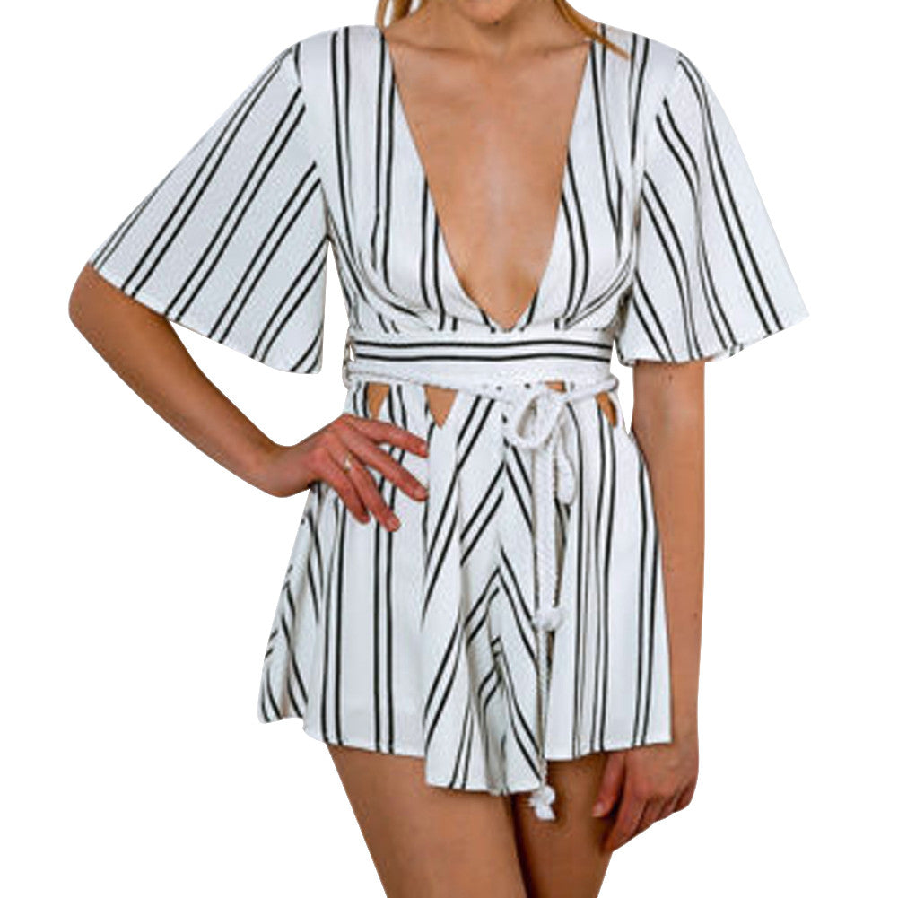 Women Clubwear V-Neck Playsuit Bodycon Party Jumpsuit Romper Trousers 1STL ELY