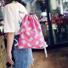 Women Drawstring Backpack College Students School Bagpack Girls Printing Canvas Bag Mochila Feminina Sack Bohemian Rucksack ELY