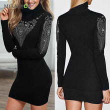 Women Dress Turtleneck Bodycon Bandage Slim Vestidos Plus Size Vestido De Festa Sexy Dress Long Sleeves Dress ELY