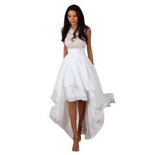 Women Elegant Party High Waist Sleeveless White Asymmetrical Dress 1STL ELY