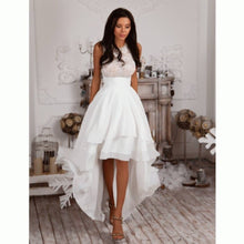 Women Elegant Party High Waist Sleeveless White Asymmetrical Dress 1STL ELY