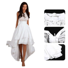 Women Elegant Party High Waist Sleeveless White Asymmetrical Dress 1STL ELY