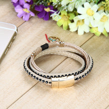 Women Multilayer Leather Rhinestone Bracelets Leather Crystal Magnetic Clasp Braceletes 1STL ELY