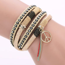 Women Multilayer Leather Rhinestone Bracelets Leather Crystal Magnetic Clasp Braceletes 1STL ELY