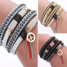 Women Multilayer Leather Rhinestone Bracelets Leather Crystal Magnetic Clasp Braceletes 1STL ELY