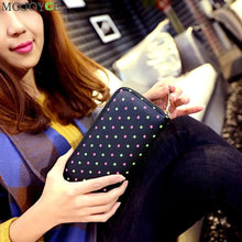 Women PU Leather Wallet Zip Around Case Purse Lady Long Handbag Bag Zip Around Case Purse Bolsa Business Card Holder ELY