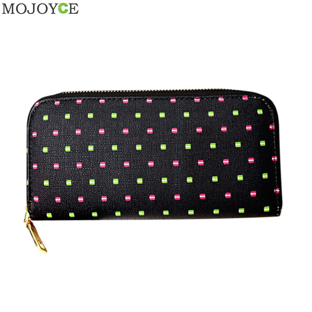 Women PU Leather Wallet Zip Around Case Purse Lady Long Handbag Bag Zip Around Case Purse Bolsa Business Card Holder ELY