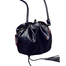 Women Tassel Drawnstring Tote Purse Single-Shoulder Bag PU Leather ELY