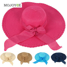 Women Hat Wide Large Brim Floppy Beach Sun Hat Straw Cap with Big Bow Hats for Women Chapeau Femme1STL ELY