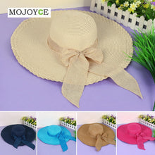 Women Hat Wide Large Brim Floppy Beach Sun Hat Straw Cap with Big Bow Hats for Women Chapeau Femme1STL ELY