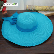 Women Hat Wide Large Brim Floppy Beach Sun Hat Straw Cap with Big Bow Hats for Women Chapeau Femme1STL ELY