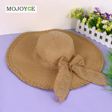 Women Hat Wide Large Brim Floppy Beach Sun Hat Straw Cap with Big Bow Hats for Women Chapeau Femme1STL ELY