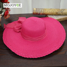 Women Hat Wide Large Brim Floppy Beach Sun Hat Straw Cap with Big Bow Hats for Women Chapeau Femme1STL ELY