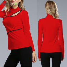 Women Hollow Out T Shirt Long Sleeve Slim Fit Solid Crop Top Tee Shirt Ladies Women Top Hollow Out Tee Solid Blusas Femininas ELY