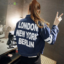 Women Jean Jacket Coat Outwear Oversized Women Letters Denim Jacket 1STL ELY