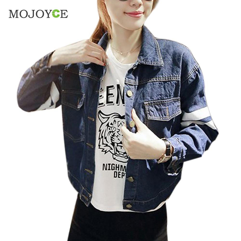 Women Jean Jacket Coat Outwear Oversized Women Letters Denim Jacket 1STL ELY