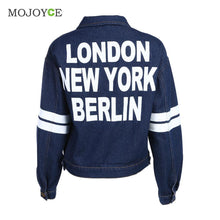 Women Jean Jacket Coat Outwear Oversized Women Letters Denim Jacket 1STL ELY