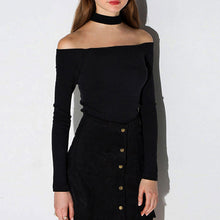 Women Ladies Sexy Off Shoulder Crop Top Tank Long Sleeve Women Tops T Shirt Halter Neck Cropped Camisas Femininas Blusa ELY