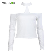 Women Ladies Sexy Off Shoulder Crop Top Tank Long Sleeve Women Tops T Shirt Halter Neck Cropped Camisas Femininas Blusa ELY