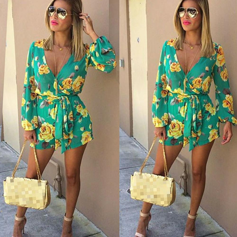 Women Lady Clubwear Flora Playsuit Bodycon Party Jumpsuit Romper Trousers we love jumpsuit for beautiful life ELY