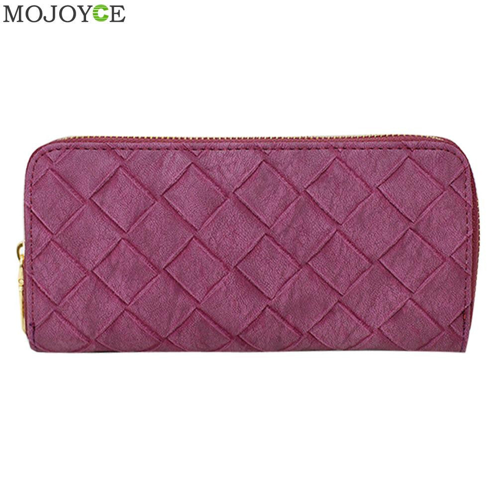 Women Lady PU Leather Clutch Wallet Long Card Holder Case Coin Purse Handbag Card Holder Carteira Feminino Sac Plaid Purse ELY